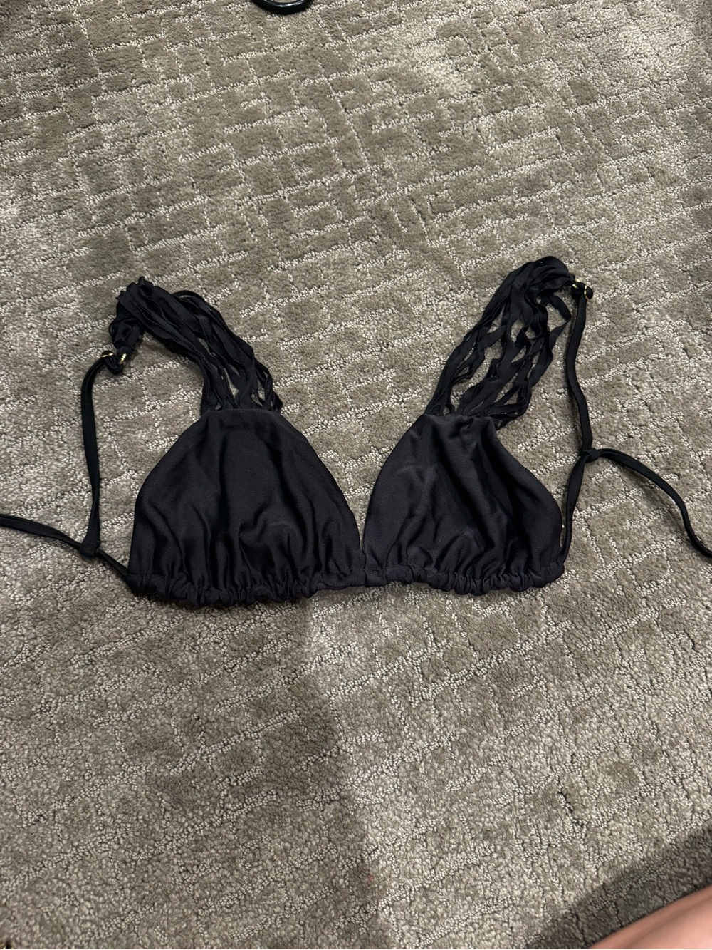 Black Bikini Top with Stringy Straps